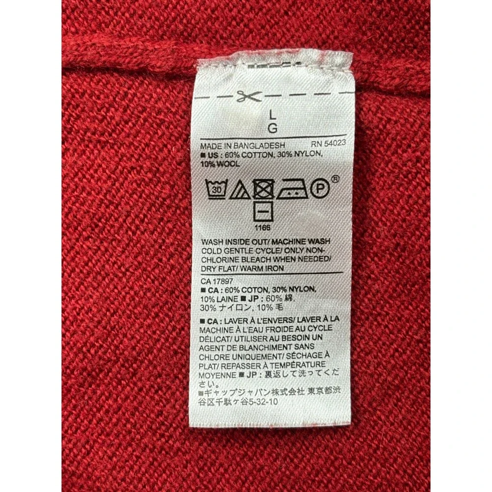Banana Republic Sweater Mens Large Red Cotton Nylon Wool Blend Crewneck Pullover